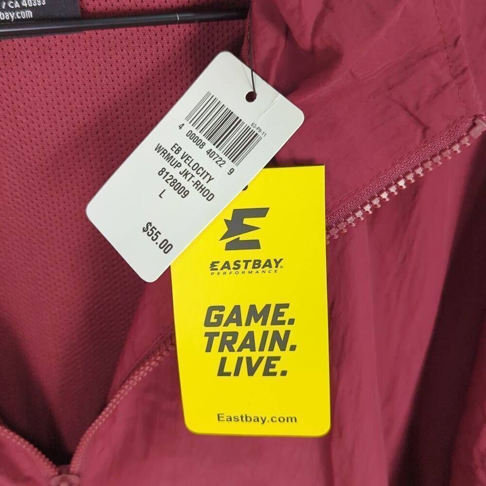 Brand New East Bay Men’s Large Red Velocity Warmup Jacket Coat Full Zip - Picture 10 of 10